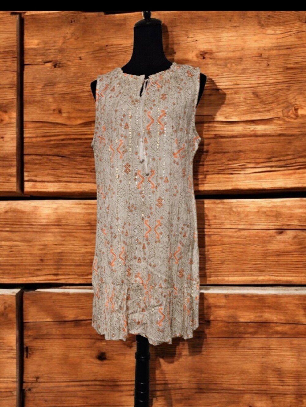 NWT-Orange and Beige Patterned Dress-Size Large